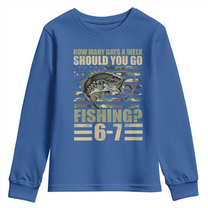 Fishing 67 Meme Youth Sweatshirt How Many Days A Week Should You Go Fishing Camo Flag TS11 Royal Blue Print Your Wear
