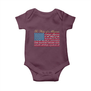 The Pledge of Allegiance Baby Onesie US Military Veteran Patriotic American Flag TS11 Maroon Print Your Wear