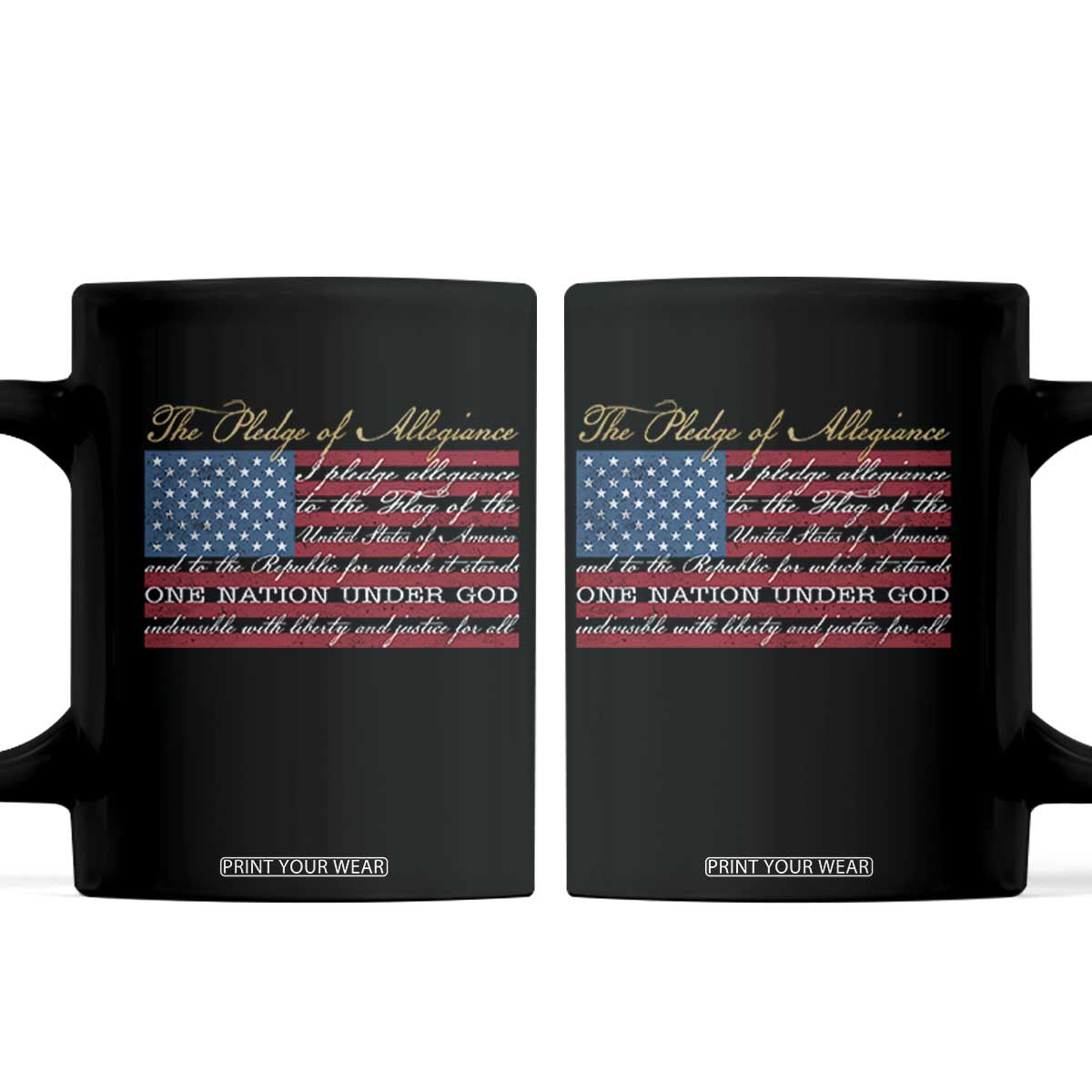 The Pledge of Allegiance Coffee Mug US Military Veteran Patriotic American Flag TS11 Black Print Your Wear