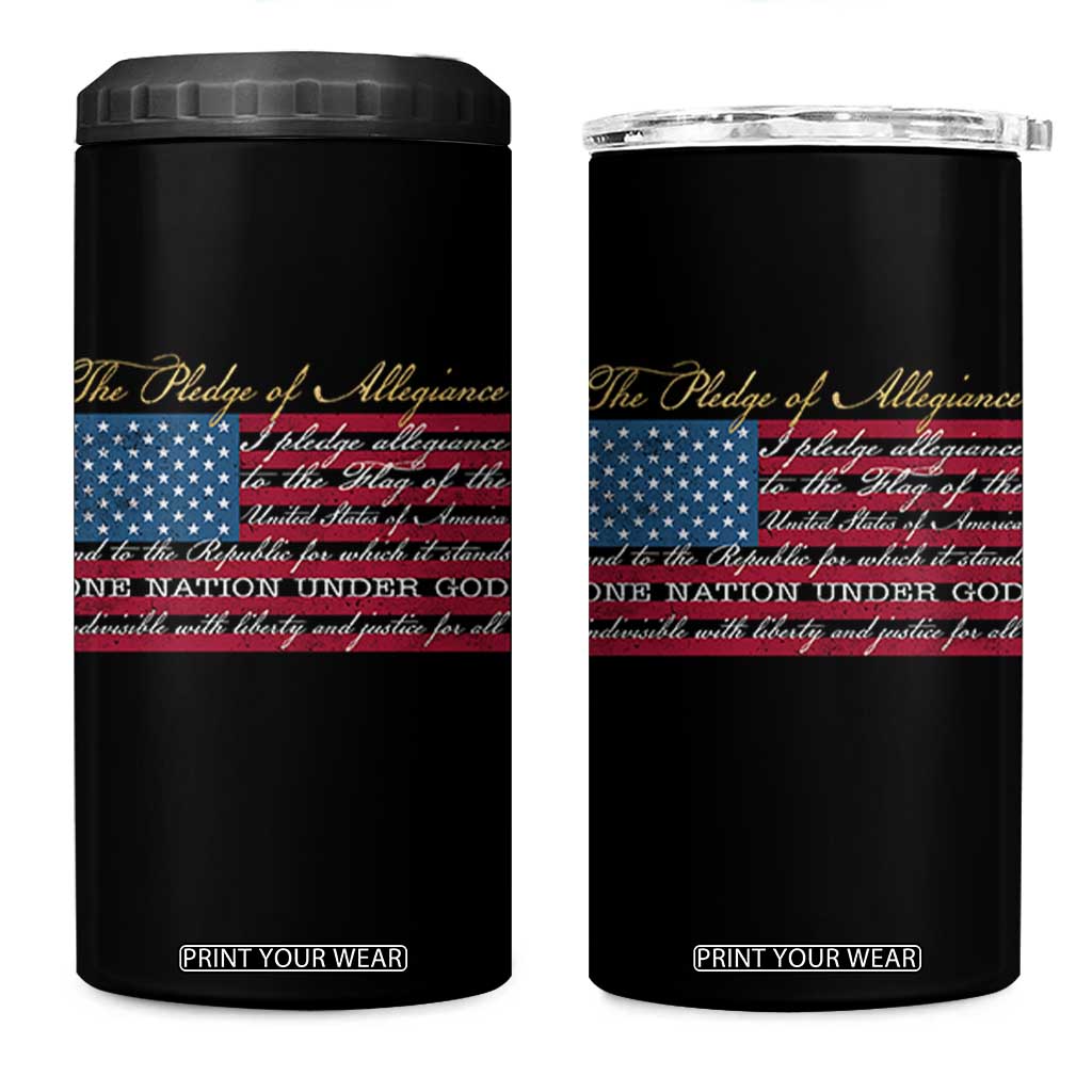 The Pledge of Allegiance 4 in 1 Can Cooler Tumbler US Military Veteran Patriotic American Flag TS11 One Size: 16 oz Black Print Your Wear