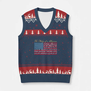 The Pledge of Allegiance V-Neck Knit Sweater Vest US Military Veteran Patriotic American Flag TS11 Navy Red Print Your Wear