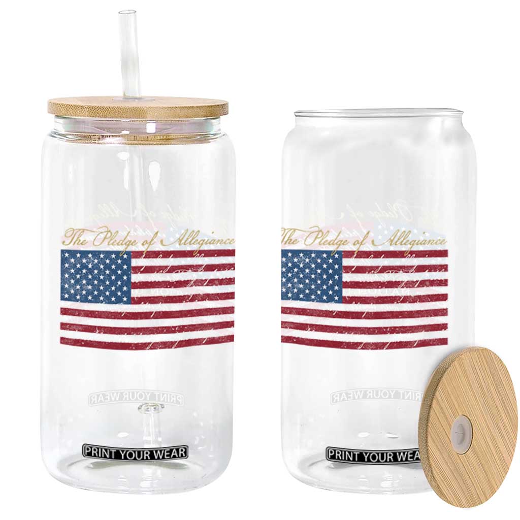 The Pledge of Allegiance Glass Can US Military Veteran Patriotic American Flag TS11 Print Your Wear