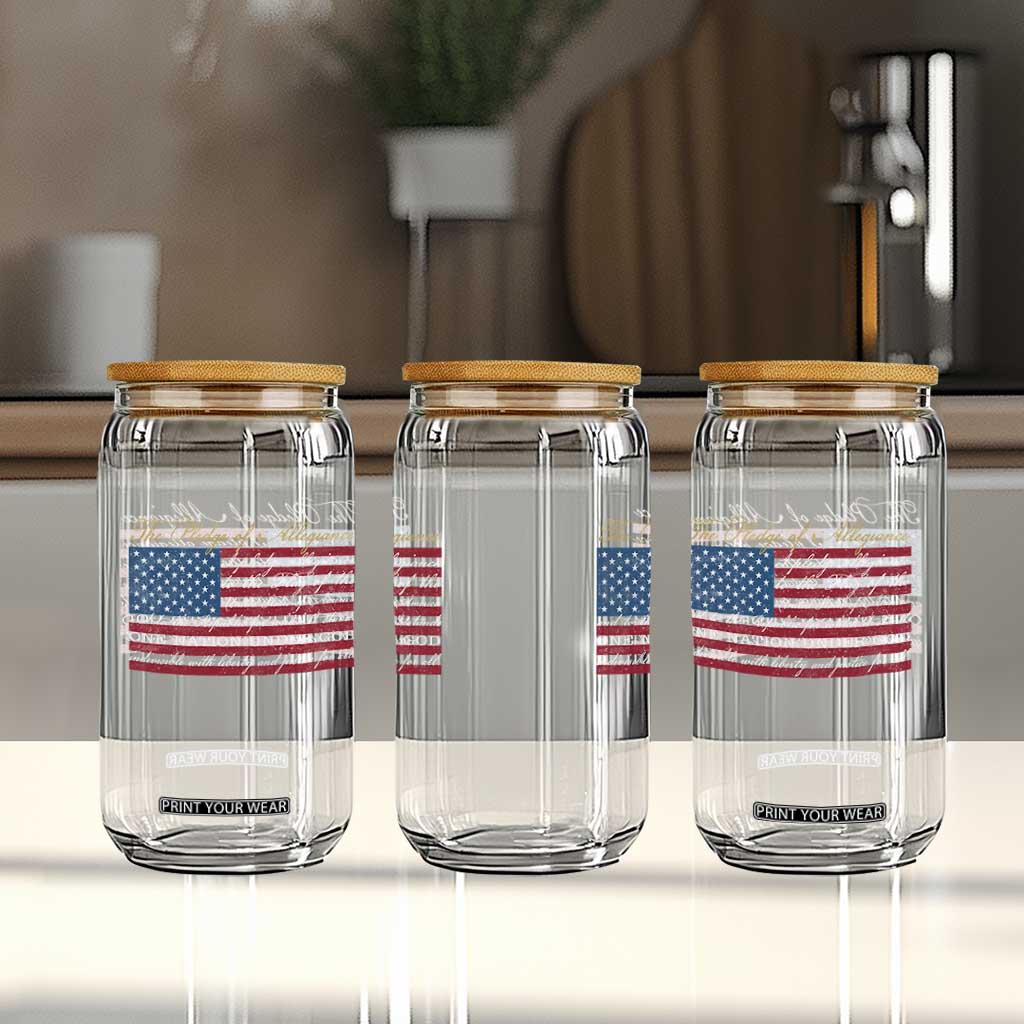 The Pledge of Allegiance Glass Can US Military Veteran Patriotic American Flag TS11 Print Your Wear