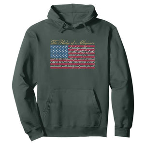 The Pledge of Allegiance Hoodie US Military Veteran Patriotic American Flag TS11 Dark Forest Green Print Your Wear