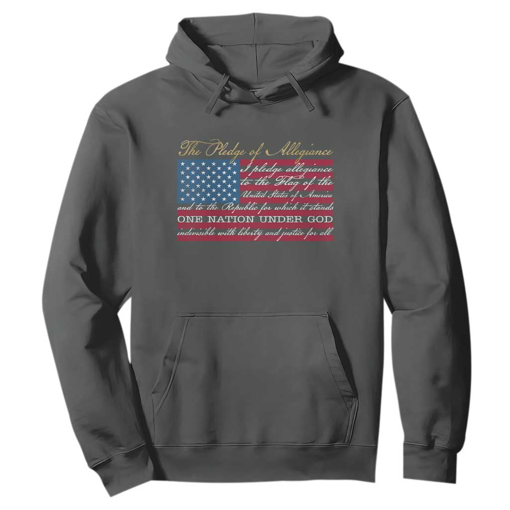 The Pledge of Allegiance Hoodie US Military Veteran Patriotic American Flag TS11 Dark Heather Print Your Wear