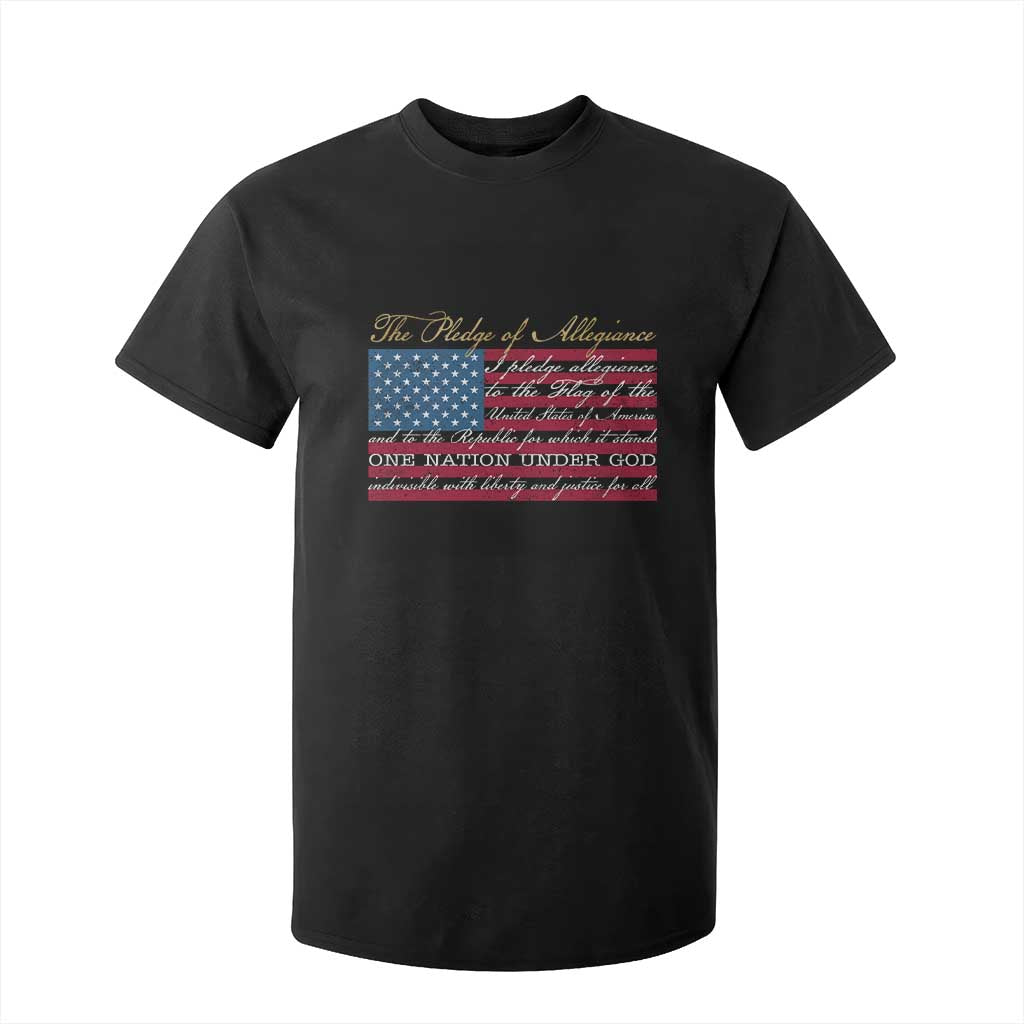 The Pledge of Allegiance T Shirt For Kid US Military Veteran Patriotic American Flag TS11 Black Print Your Wear