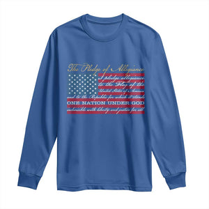 The Pledge of Allegiance Long Sleeve Shirt US Military Veteran Patriotic American Flag TS11 Royal Blue Print Your Wear