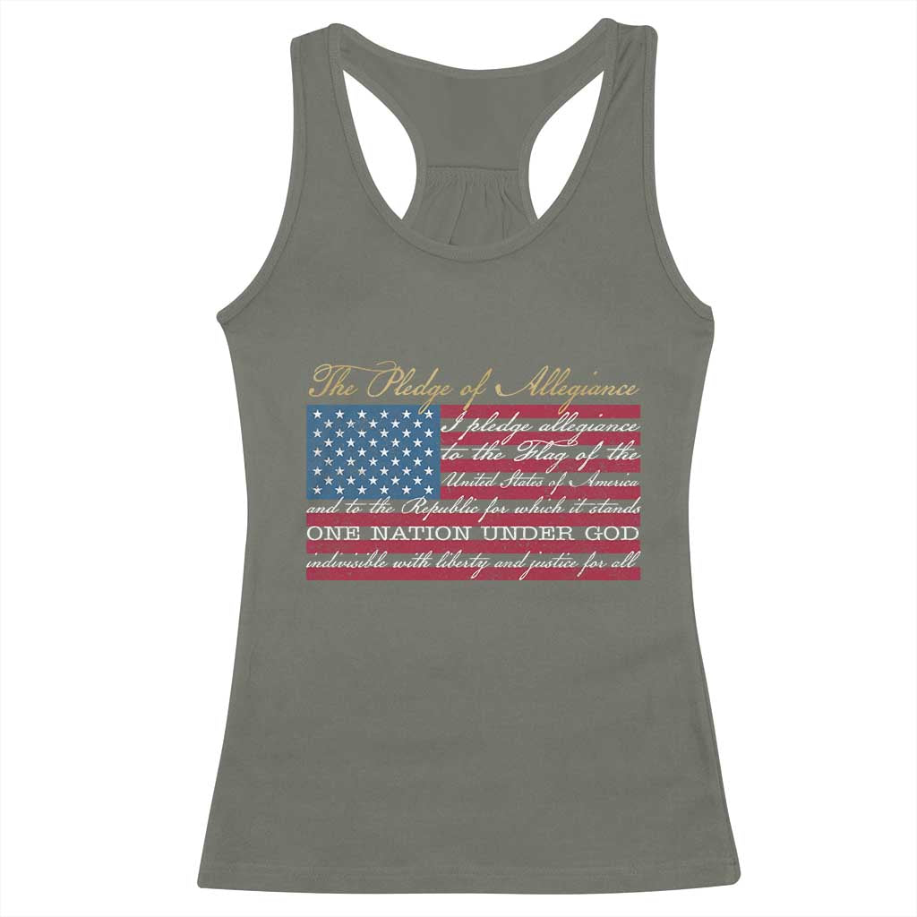 The Pledge of Allegiance Racerback Tank Top US Military Veteran Patriotic American Flag TS11 Military Green Print Your Wear