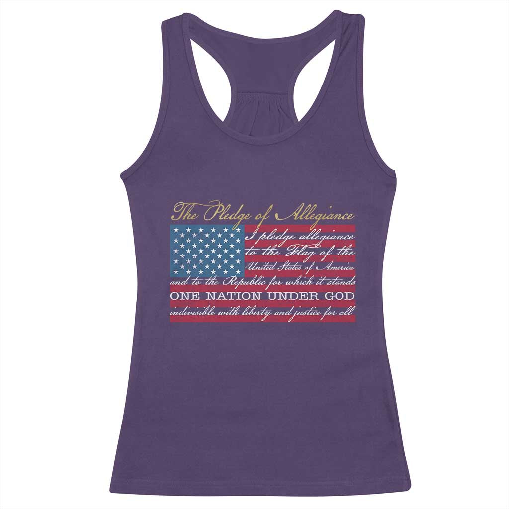 The Pledge of Allegiance Racerback Tank Top US Military Veteran Patriotic American Flag TS11 Purple Print Your Wear