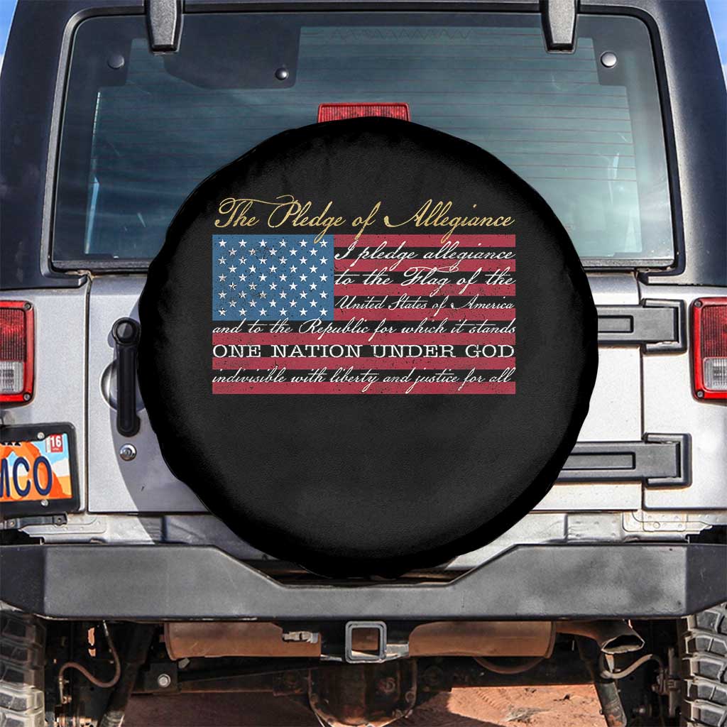 The Pledge of Allegiance Spare Tire Cover US Military Veteran Patriotic American Flag TS11 No hole Black Print Your Wear