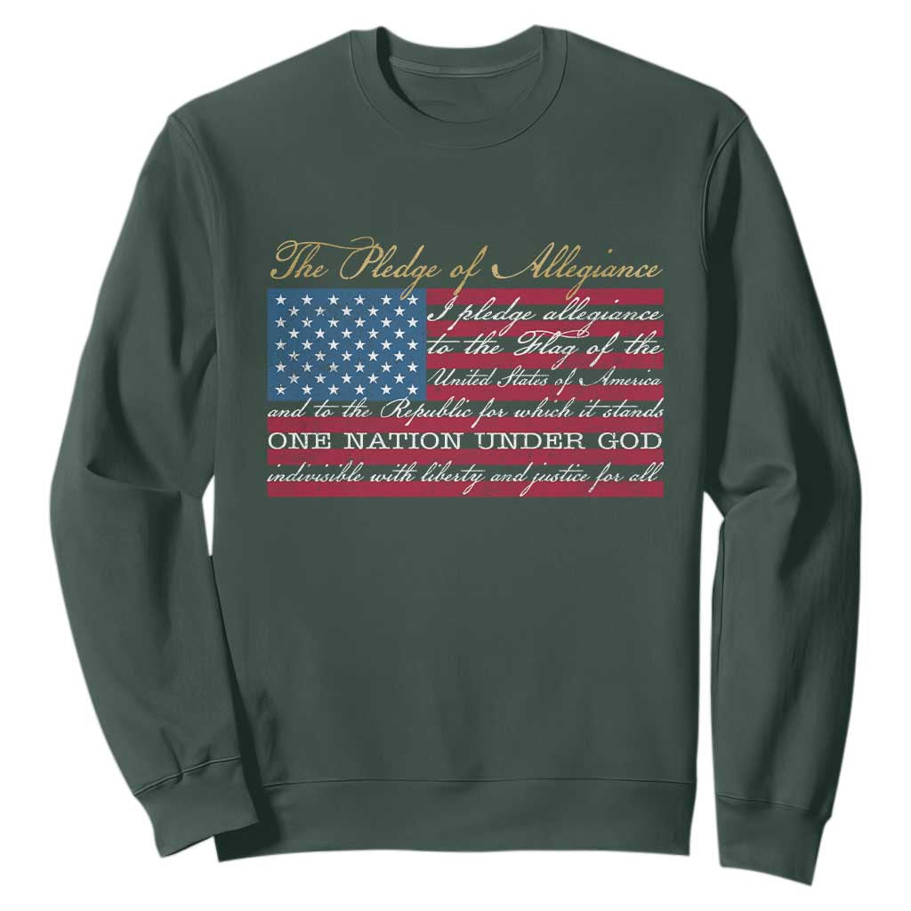 The Pledge of Allegiance Sweatshirt US Military Veteran Patriotic American Flag TS11 Dark Forest Green Print Your Wear