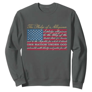 The Pledge of Allegiance Sweatshirt US Military Veteran Patriotic American Flag TS11 Dark Heather Print Your Wear