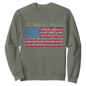 The Pledge of Allegiance Sweatshirt US Military Veteran Patriotic American Flag TS11 Military Green Print Your Wear