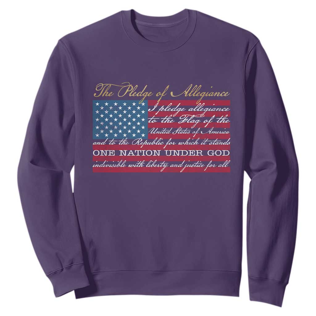 The Pledge of Allegiance Sweatshirt US Military Veteran Patriotic American Flag TS11 Purple Print Your Wear