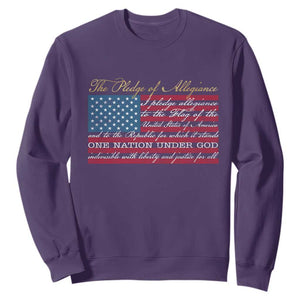 The Pledge of Allegiance Sweatshirt US Military Veteran Patriotic American Flag TS11 Purple Print Your Wear