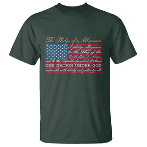 The Pledge of Allegiance T Shirt US Military Veteran Patriotic American Flag TS11 Dark Forest Green Print Your Wear