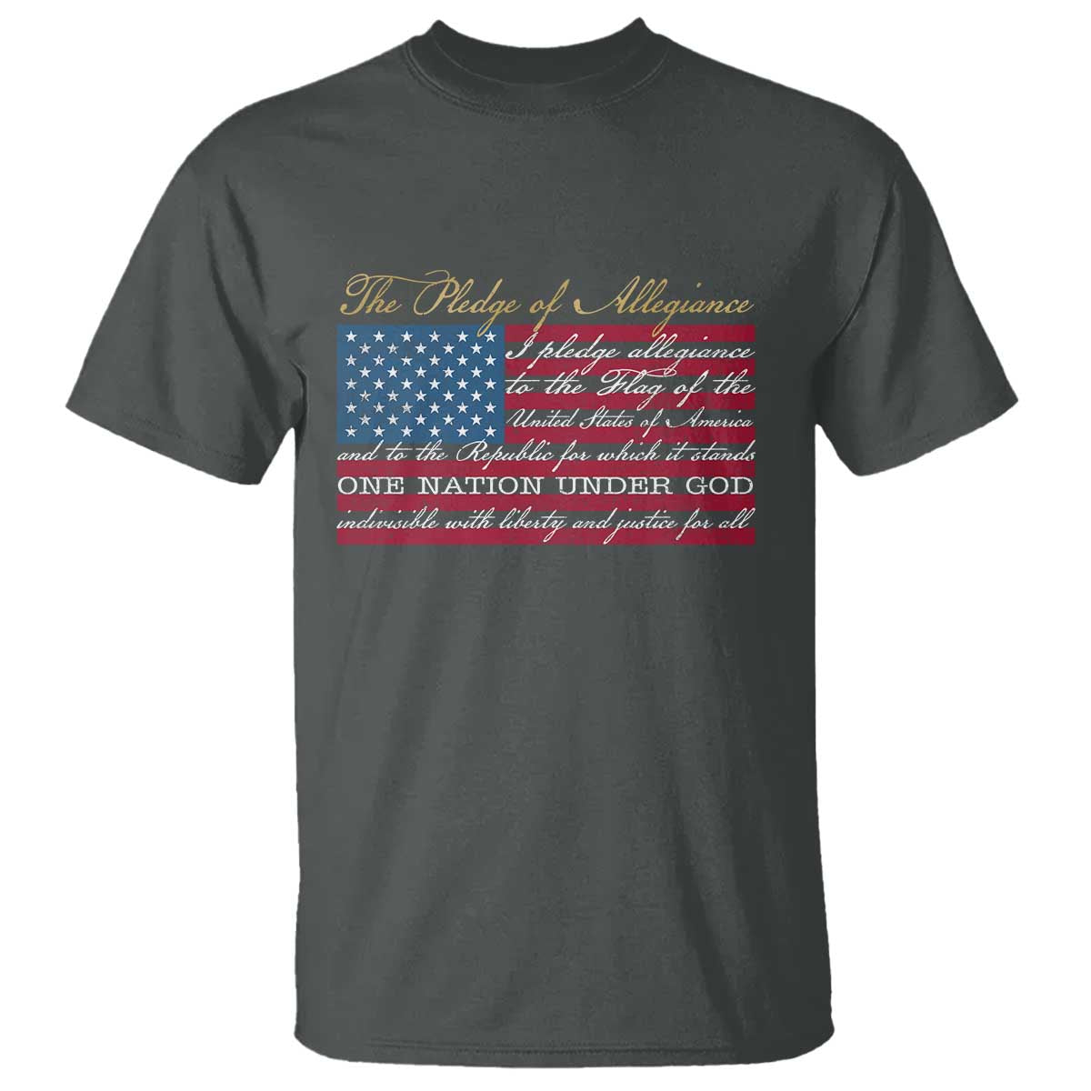The Pledge of Allegiance T Shirt US Military Veteran Patriotic American Flag TS11 Dark Heather Print Your Wear