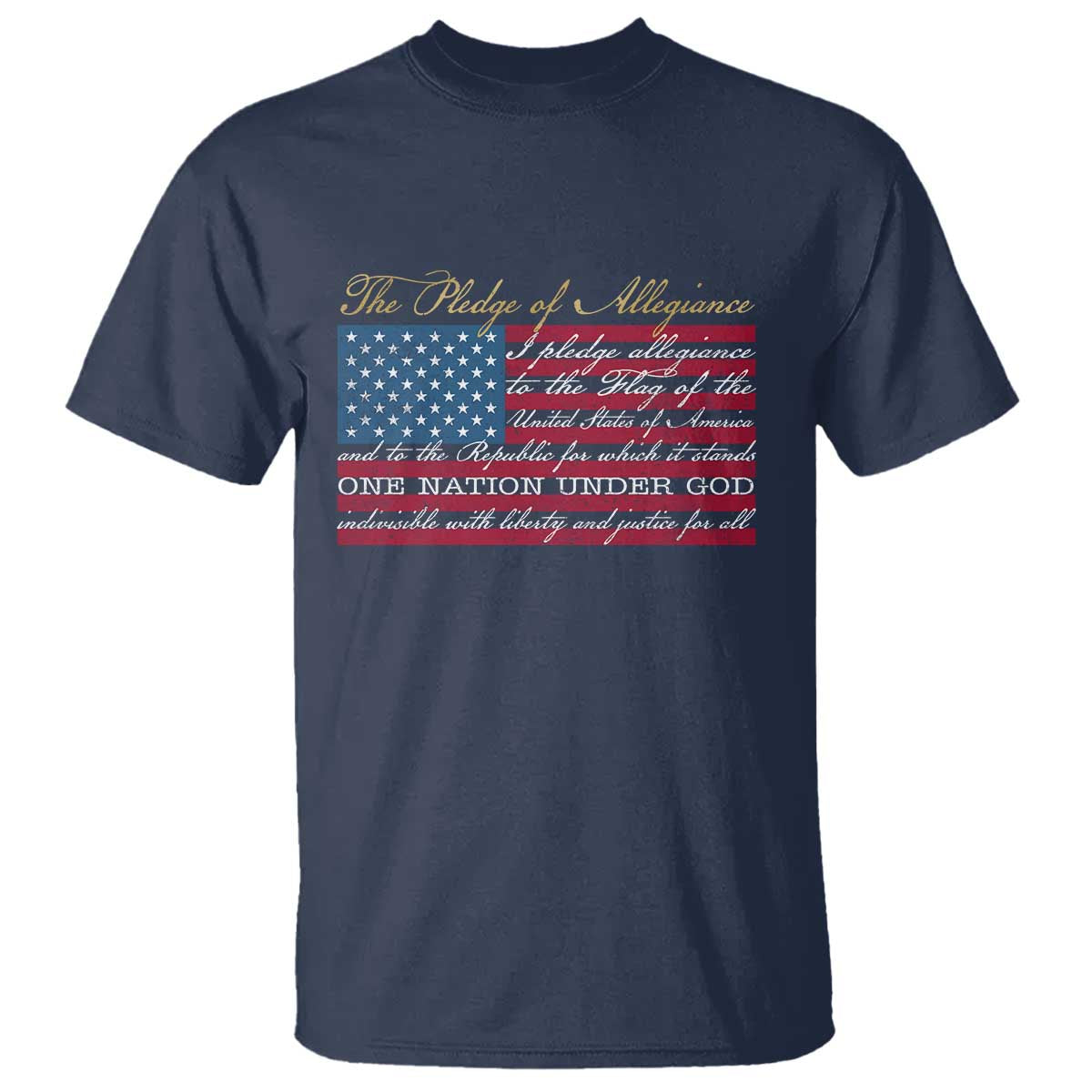 The Pledge of Allegiance T Shirt US Military Veteran Patriotic American Flag TS11 Navy Print Your Wear