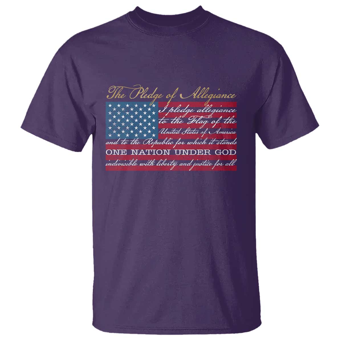 The Pledge of Allegiance T Shirt US Military Veteran Patriotic American Flag TS11 Purple Print Your Wear