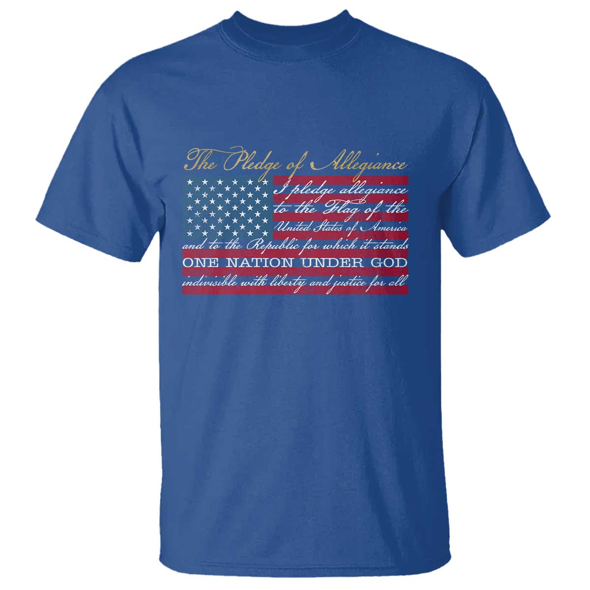 The Pledge of Allegiance T Shirt US Military Veteran Patriotic American Flag TS11 Royal Blue Print Your Wear