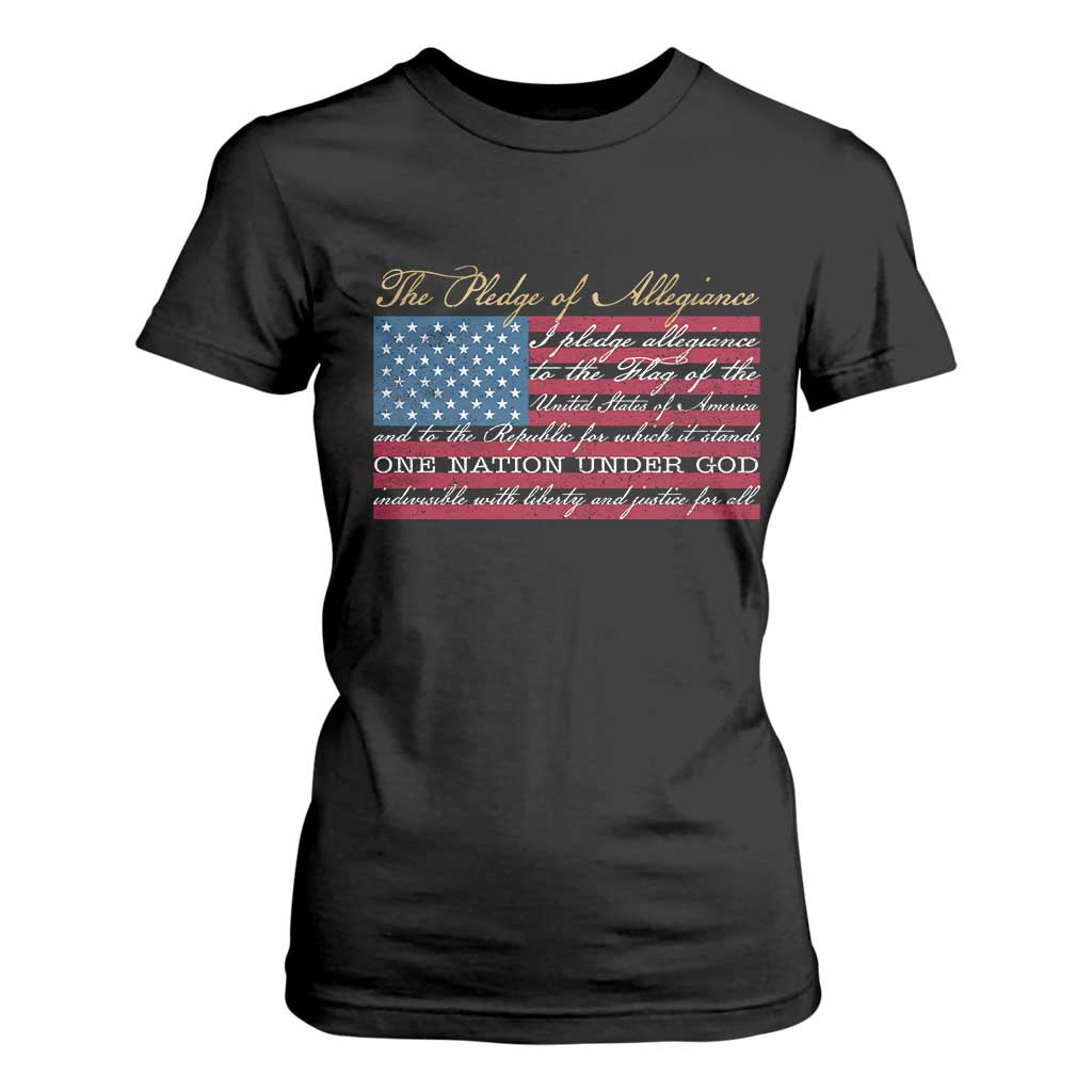 The Pledge of Allegiance T Shirt For Women US Military Veteran Patriotic American Flag TS11 Black Print Your Wear