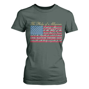 The Pledge of Allegiance T Shirt For Women US Military Veteran Patriotic American Flag TS11 Dark Forest Green Print Your Wear