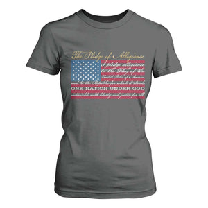 The Pledge of Allegiance T Shirt For Women US Military Veteran Patriotic American Flag TS11 Dark Heather Print Your Wear