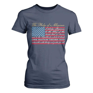 The Pledge of Allegiance T Shirt For Women US Military Veteran Patriotic American Flag TS11 Navy Print Your Wear