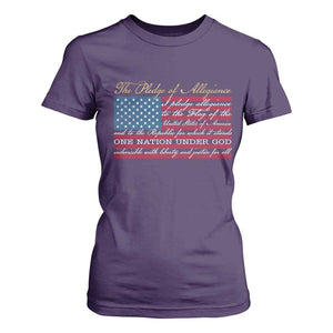 The Pledge of Allegiance T Shirt For Women US Military Veteran Patriotic American Flag TS11 Purple Print Your Wear