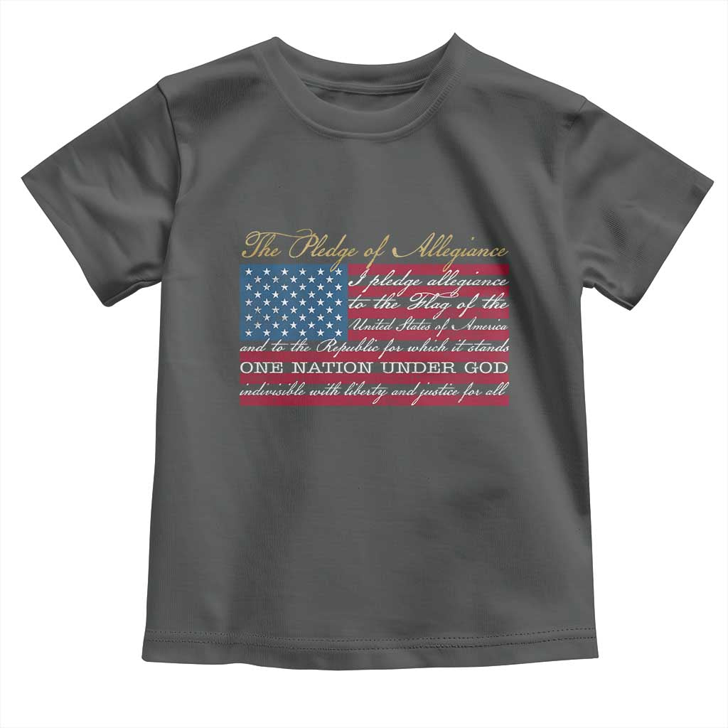 The Pledge of Allegiance Toddler T Shirt US Military Veteran Patriotic American Flag TS11 Dark Heather Print Your Wear