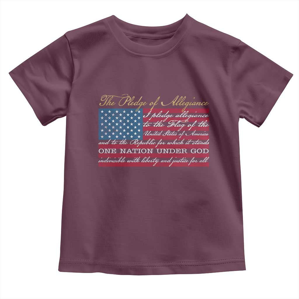 The Pledge of Allegiance Toddler T Shirt US Military Veteran Patriotic American Flag TS11 Maroon Print Your Wear
