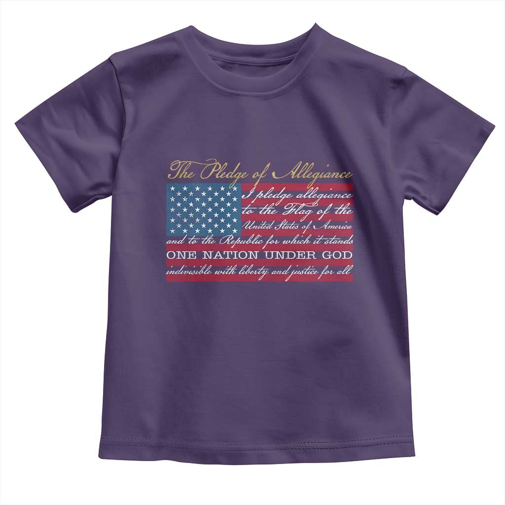 The Pledge of Allegiance Toddler T Shirt US Military Veteran Patriotic American Flag TS11 Purple Print Your Wear