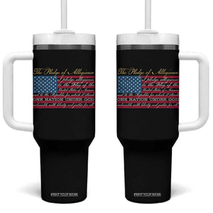 The Pledge of Allegiance Tumbler With Handle US Military Veteran Patriotic American Flag TS11 One Size: 40 oz Black Print Your Wear