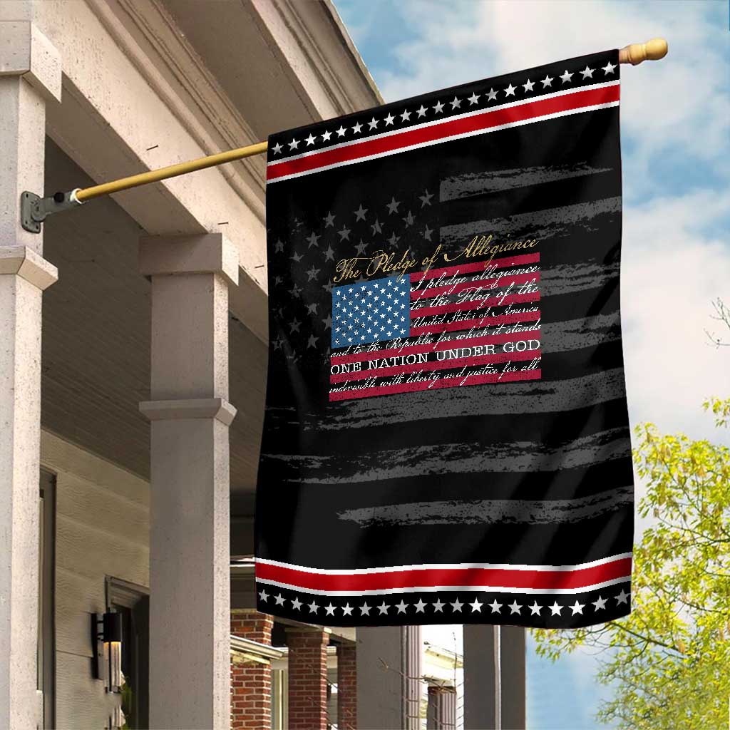 The Pledge of Allegiance Patriotic Garden Flag US Military Veteran Patriotic American Flag TS11 Distressed Black Red Print Your Wear