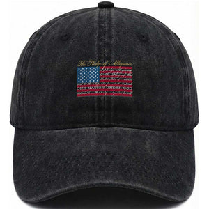 The Pledge of Allegiance Washed Cotton Baseball Cap US Military Veteran Patriotic American Flag TS11 Print Your Wear