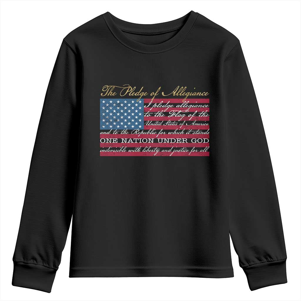 The Pledge of Allegiance Youth Sweatshirt US Military Veteran Patriotic American Flag TS11 Black Print Your Wear