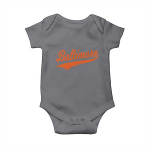 Baltimore Script Retro Baseball Sport Lovers City Pride Baby Onesie TS11 Charcoal Print Your Wear