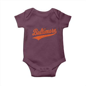 Baltimore Script Retro Baseball Sport Lovers City Pride Baby Onesie TS11 Maroon Print Your Wear