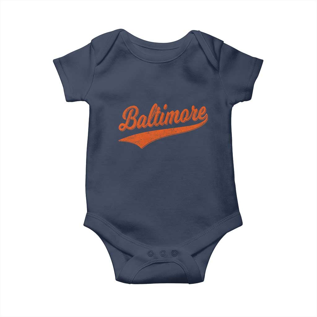 Baltimore Script Retro Baseball Sport Lovers City Pride Baby Onesie TS11 Navy Print Your Wear