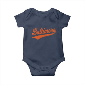 Baltimore Script Retro Baseball Sport Lovers City Pride Baby Onesie TS11 Navy Print Your Wear