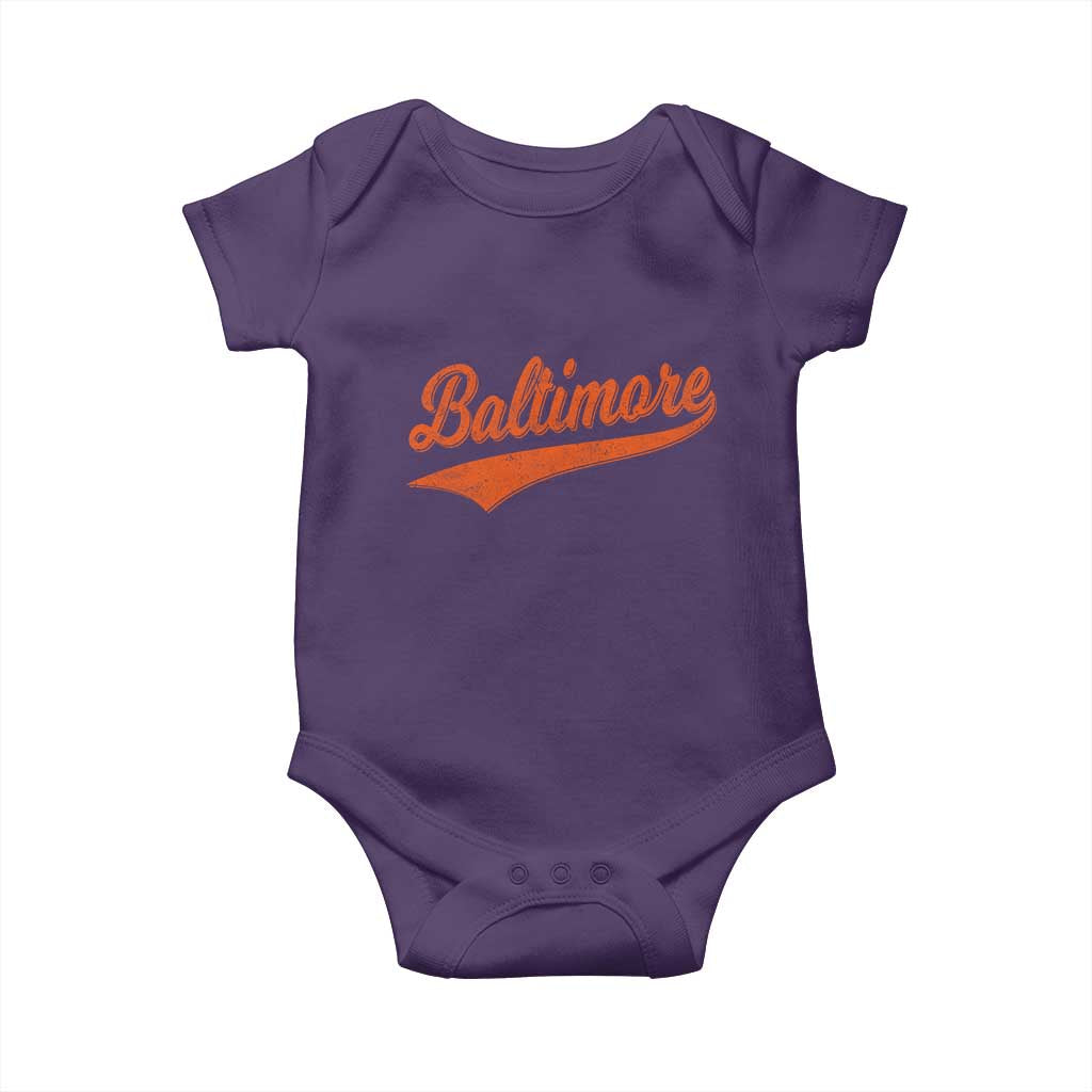 Baltimore Script Retro Baseball Sport Lovers City Pride Baby Onesie TS11 Purple Print Your Wear