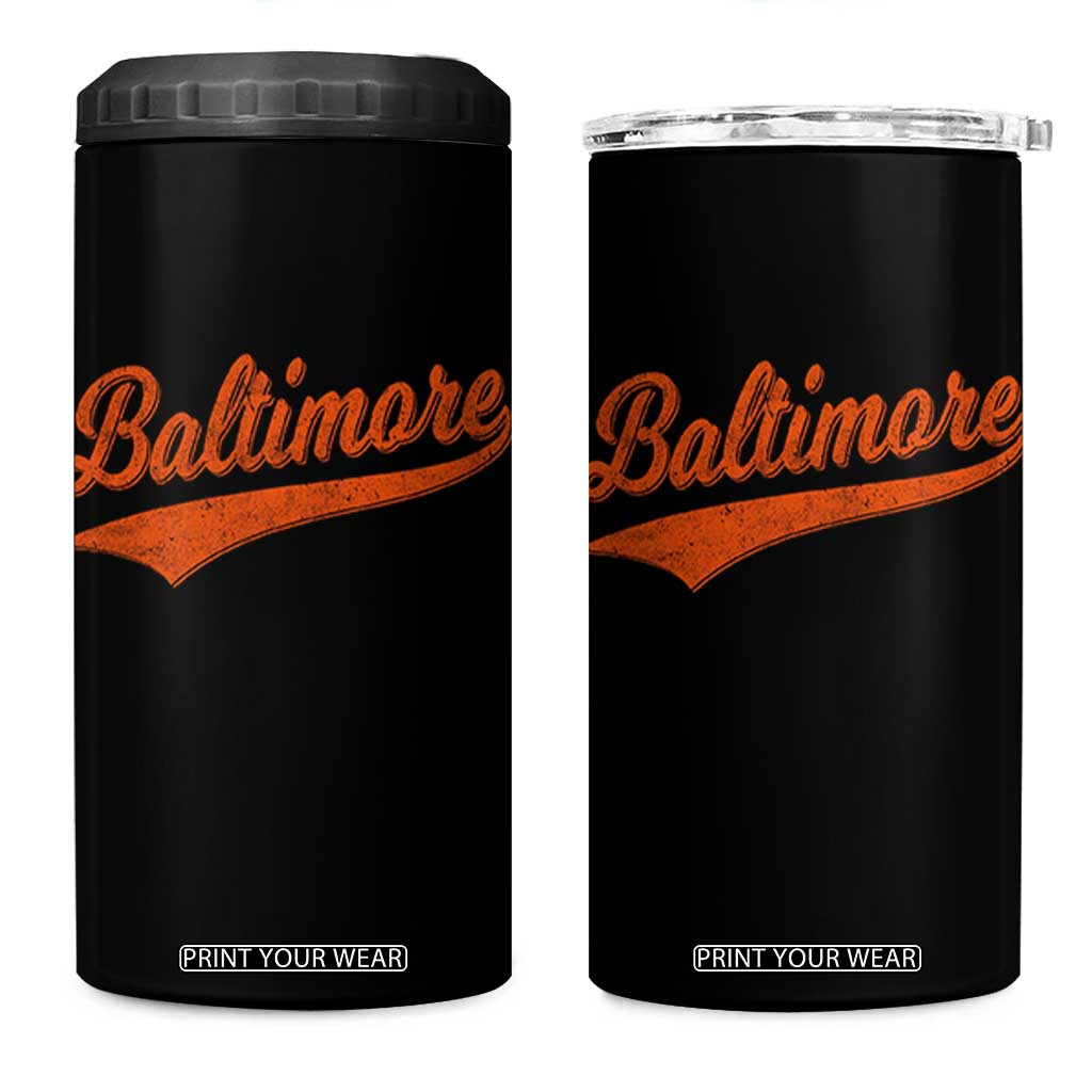 Baltimore Script Retro Baseball Sport Lovers City Pride 4 in 1 Can Cooler Tumbler TS11 One Size: 16 oz Black Print Your Wear