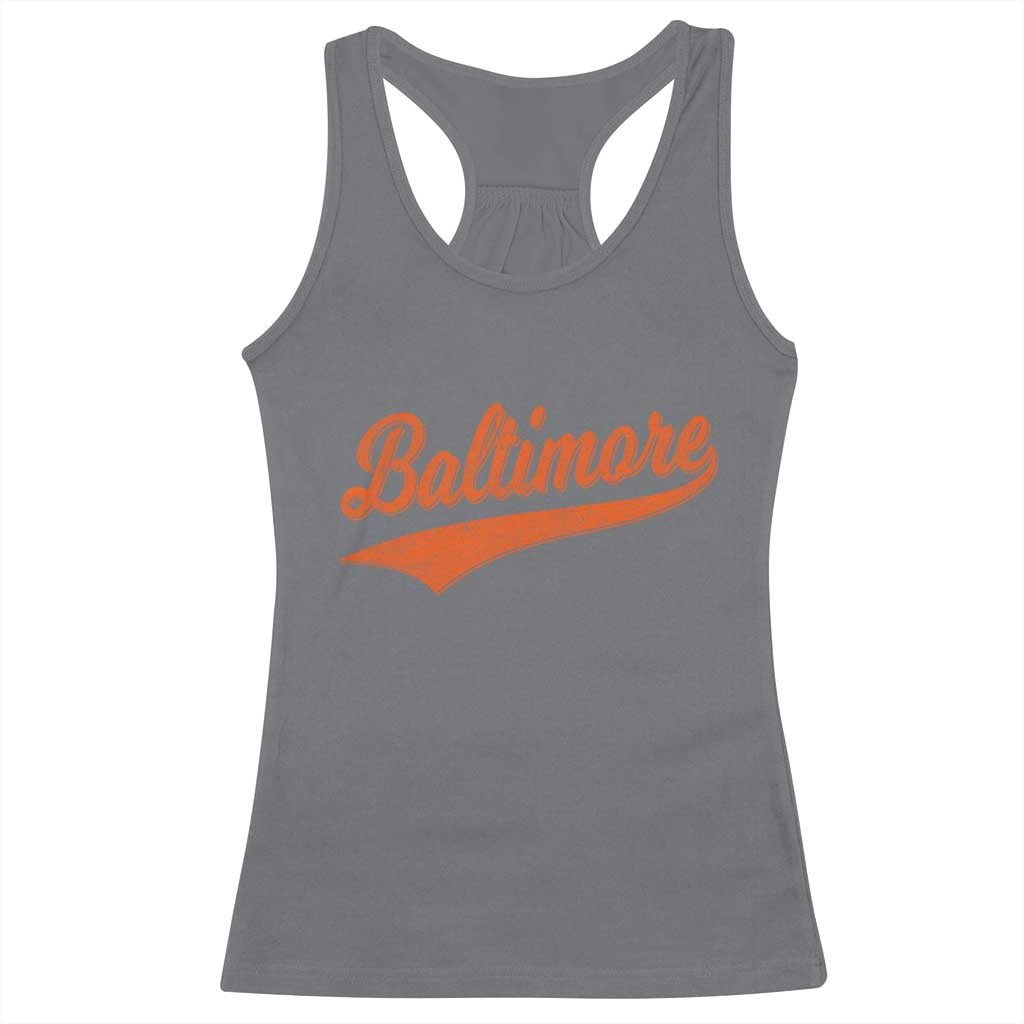 Baltimore Script Retro Baseball Sport Lovers City Pride Racerback Tank Top TS11 Charcoal Print Your Wear