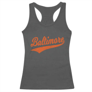 Baltimore Script Retro Baseball Sport Lovers City Pride Racerback Tank Top TS11 Dark Heather Print Your Wear