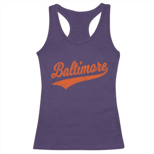 Baltimore Script Retro Baseball Sport Lovers City Pride Racerback Tank Top TS11 Purple Print Your Wear