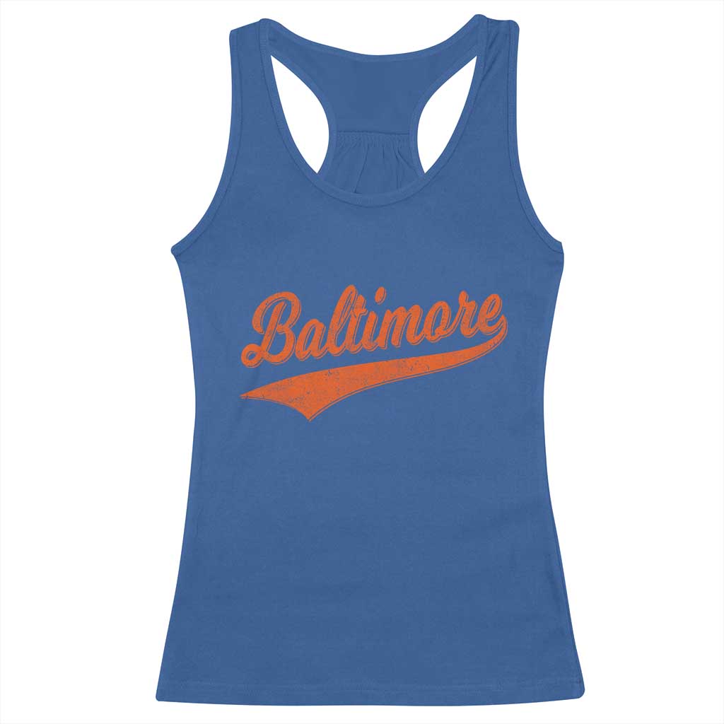 Baltimore Script Retro Baseball Sport Lovers City Pride Racerback Tank Top TS11 Royal Blue Print Your Wear