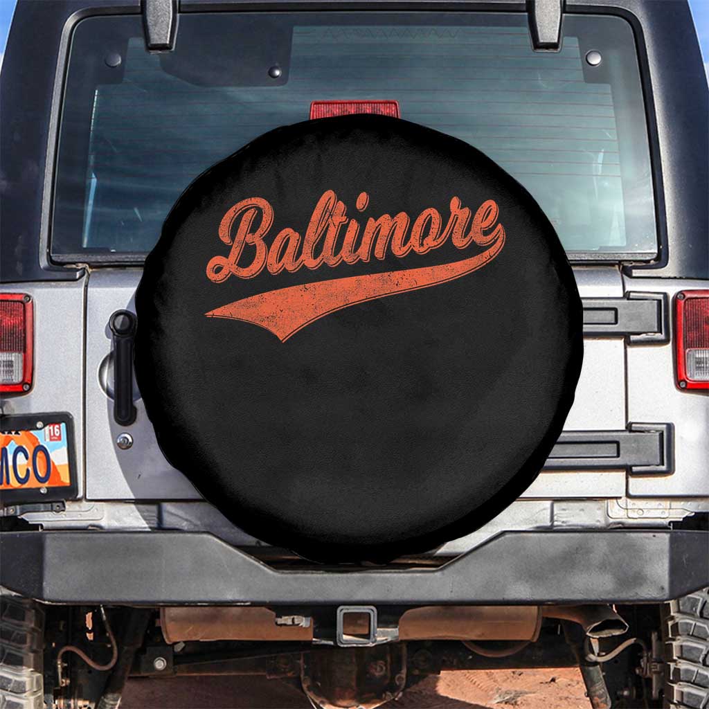 Baltimore Script Retro Baseball Sport Lovers City Pride Spare Tire Cover TS11 No hole Black Print Your Wear