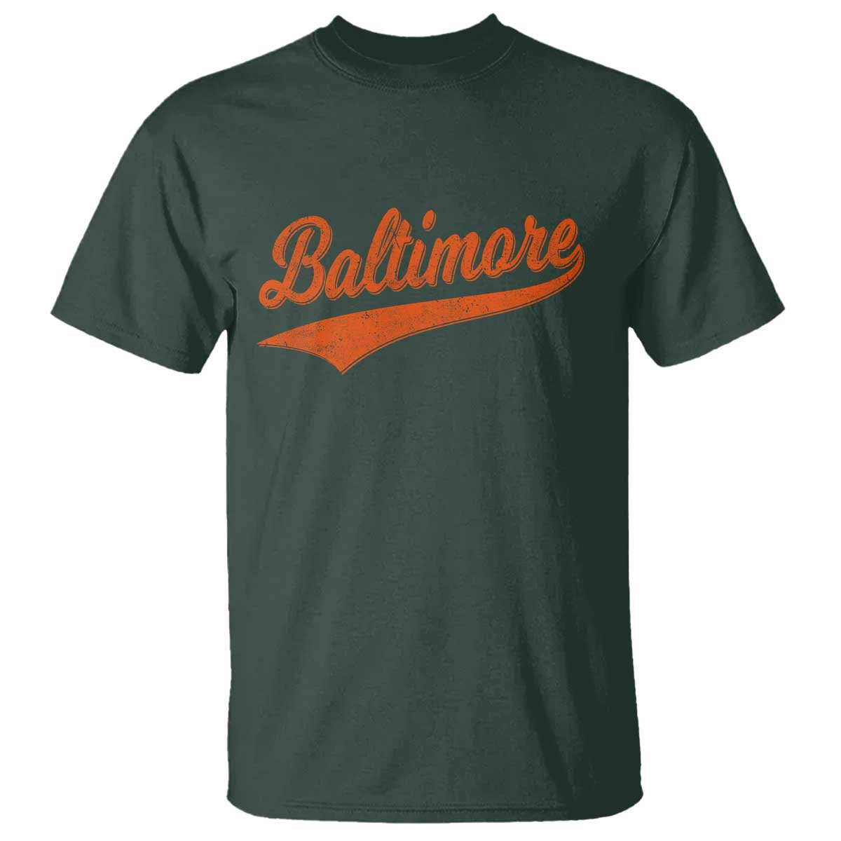 Baltimore Script Retro Baseball Sport Lovers City Pride T Shirt TS11 Dark Forest Green Print Your Wear