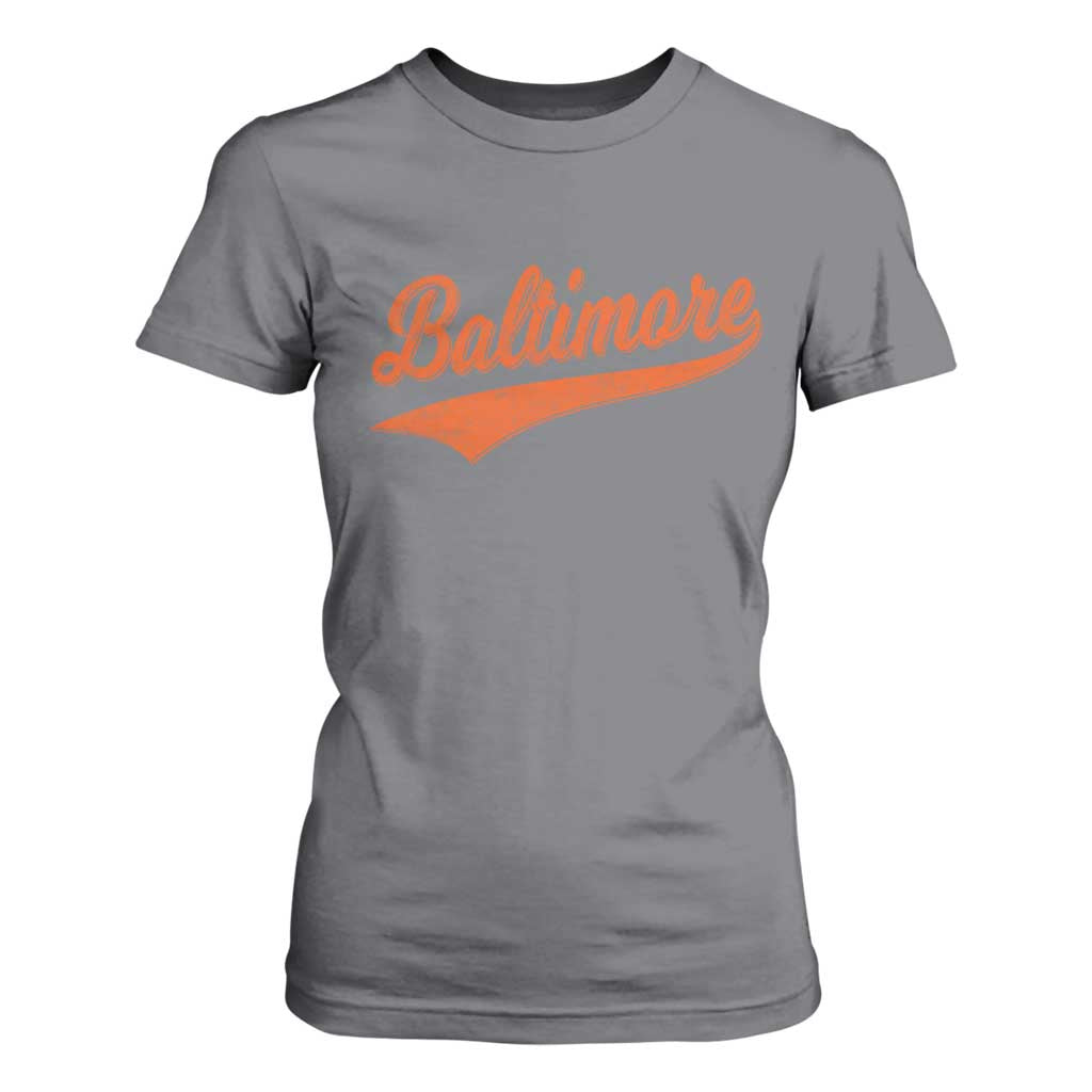 Baltimore Script Retro Baseball Sport Lovers City Pride T Shirt For Women TS11 Charcoal Print Your Wear