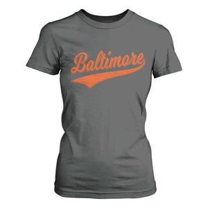 Baltimore Script Retro Baseball Sport Lovers City Pride T Shirt For Women TS11 Dark Heather Print Your Wear
